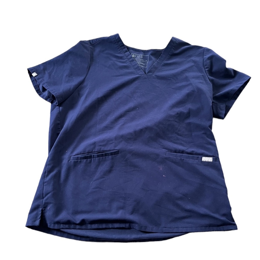 Figs Womens Navy Blue Scrub Top Size XL Technical Collection Short Sleeve - Picture 1 of 9